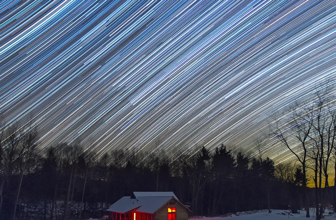 Night Photo of the MacLeish Field Station’s Bechtel Environmetnal Classroom
