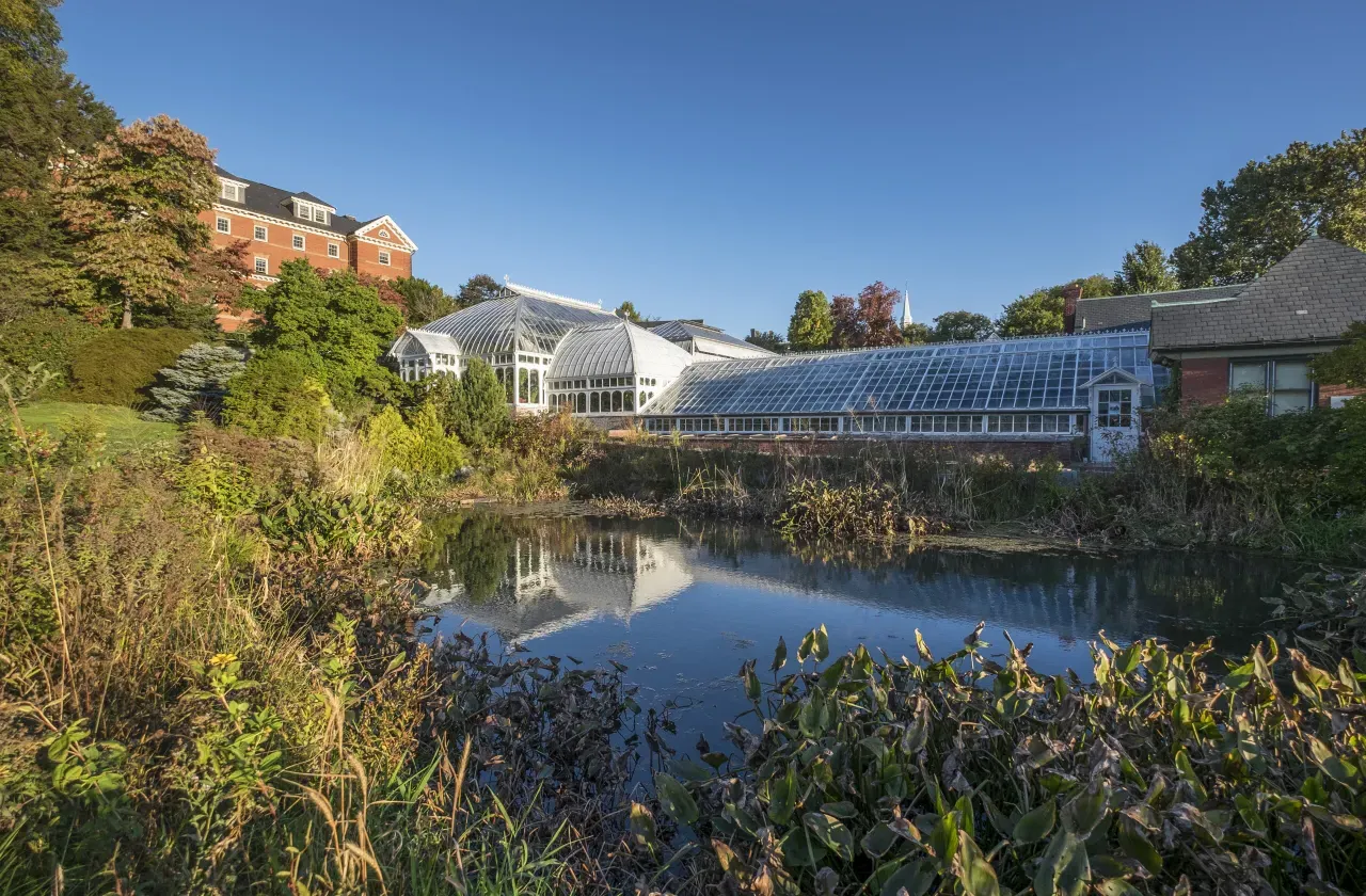 Exterior of Botanic Garden Greenhouse and Pond
