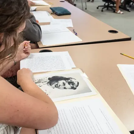 Students studying Sylvia Plath in class